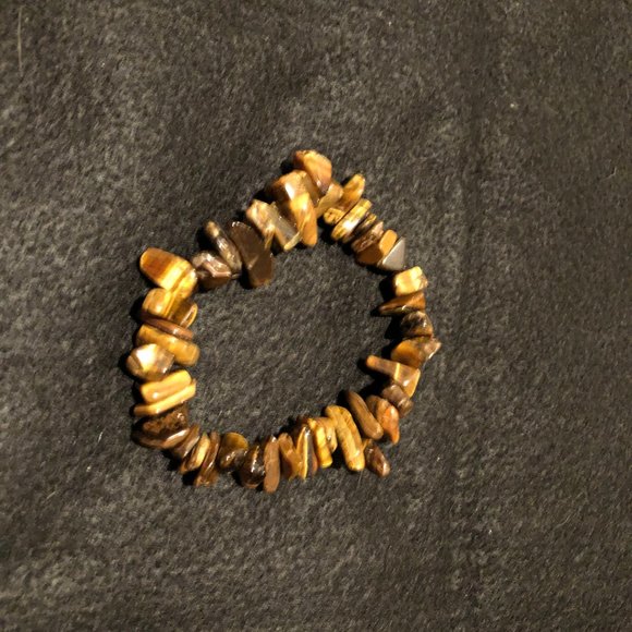 Men's women's tiger eye gem stone chip bracelets elastic - Picture 2 of 4